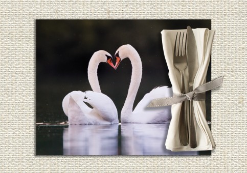 set de table personnalisé Coeur de cygne