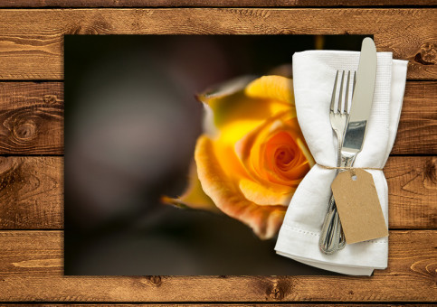 set de table personnalisé Rose jaune en bouton