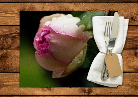 set de table personnalisé Rose Pierre de Ronsart 2017