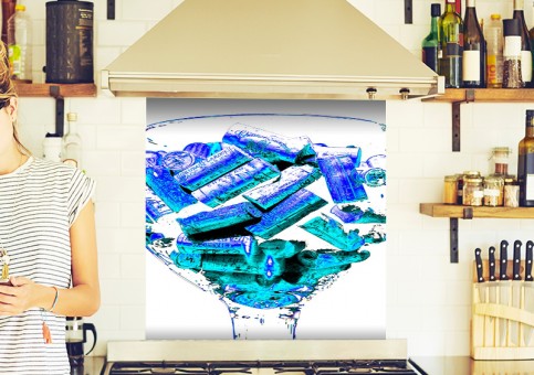 Crédence Bouchons bleus