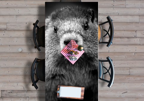 Plateau de table personnalisé Portrait de marmotte