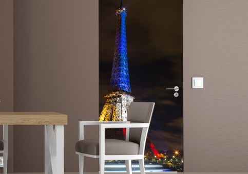 Habillage de porte Tour Eiffel tricolore