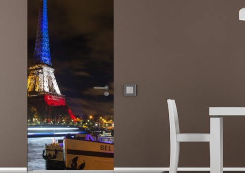 Habillage de porte Tour Eiffel tricolore