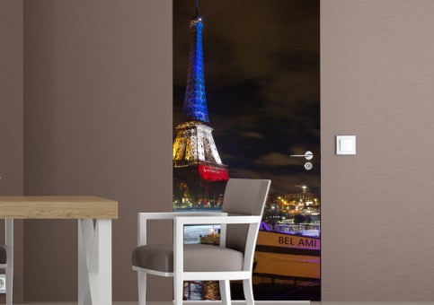 Habillage de porte Tour Eiffel tricolore