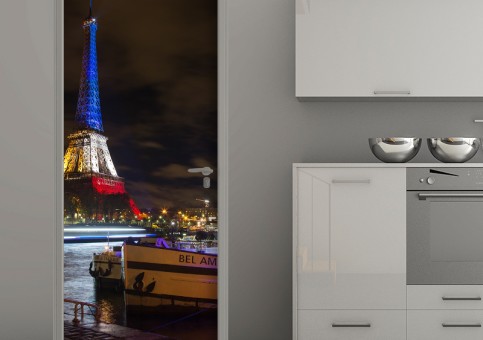 Habillage de porte Tour Eiffel tricolore