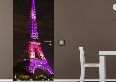 Habillage de porte Tour Eiffel Rose