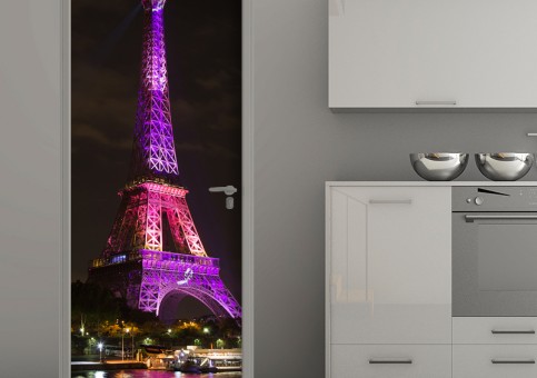 Habillage de porte Tour Eiffel Rose