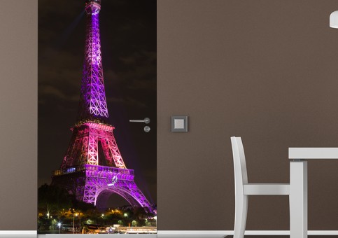 Habillage de porte Tour Eiffel Rose