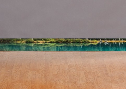 Plinthes personnalisées paysage lac turquoise